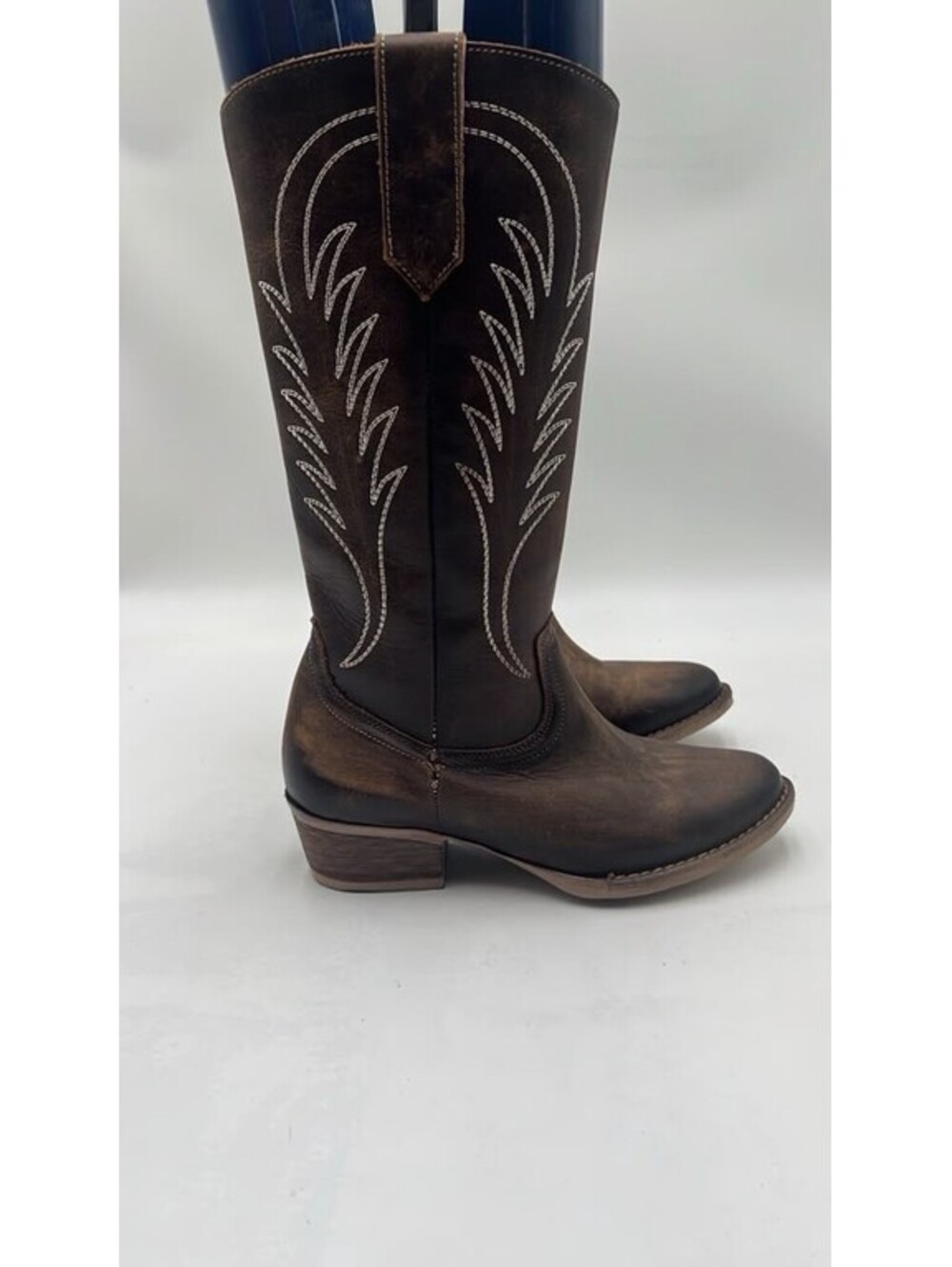Circle G Women's Tobacco Embroidery Zip Leather Western Boots Size 6